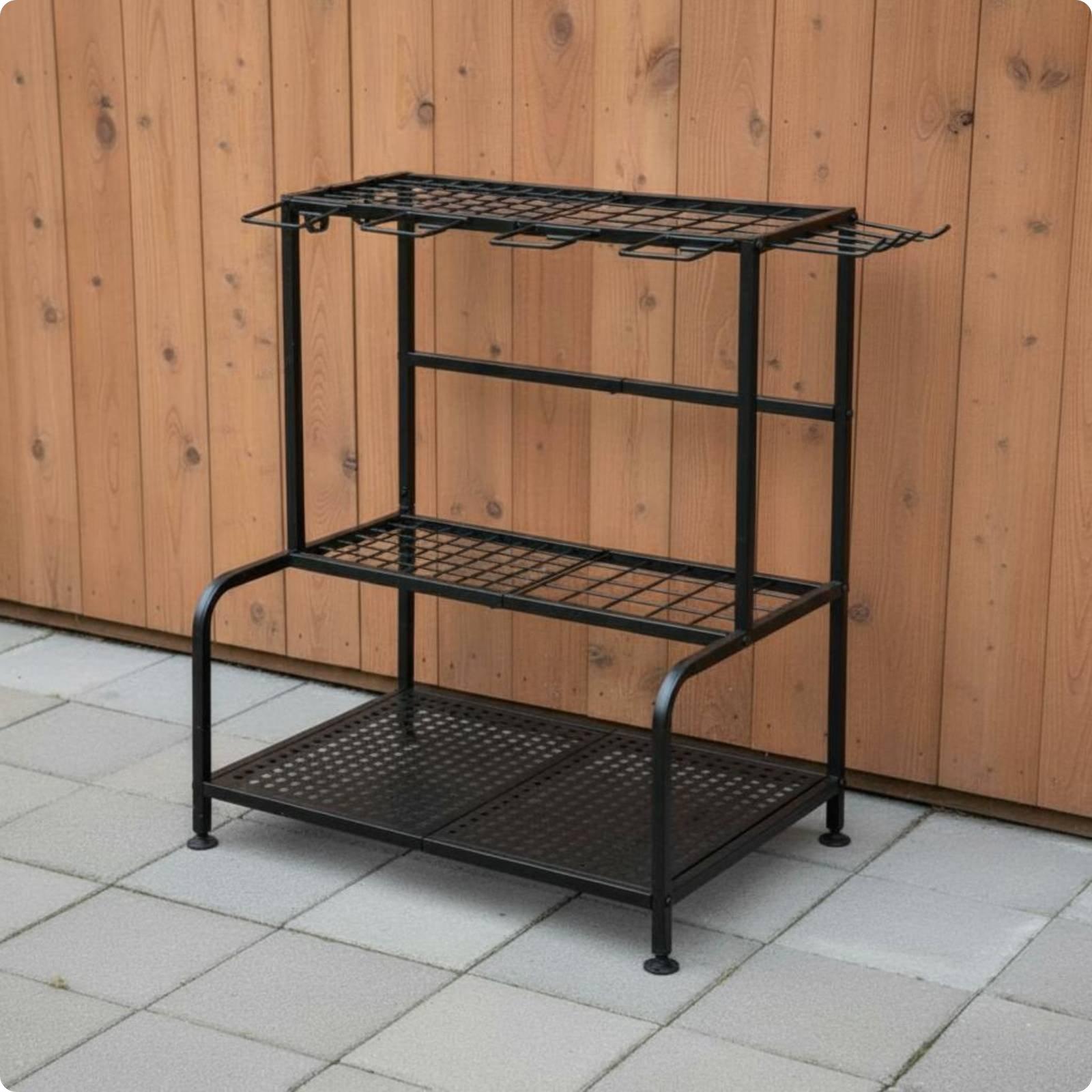 Gardening Tools Rack - Metal Garden Tool Rack Adjustable Feet